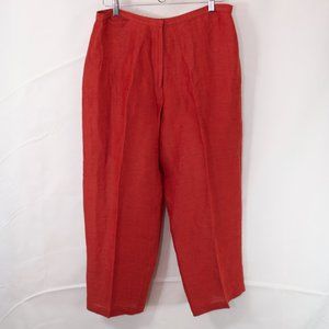 Eileen Fisher Linen Blend Crop Pants Womens Medium M Orange Lagenlook 5302X